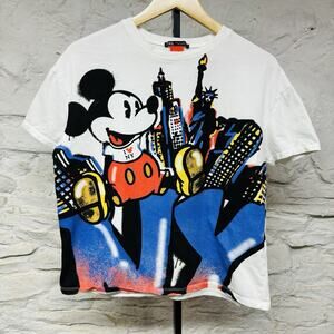 Disney Zara Mickey Mouse New York Graffiti NYC Oversized Print Graphic T Shirt